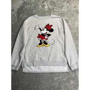 Disney Minnie Mouse Women's Small Crewneck Fleece Lined Chenille Patch Print